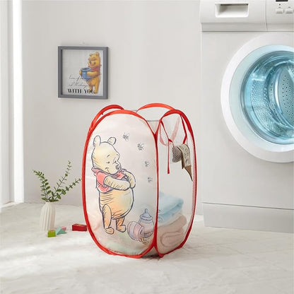 Disney Winnie the Pooh Pop Up Hamper – Collapsible Laundry Basket with Durable Carry Handles – 21'' x 13.5'' – Lightweight Storage Bin for Nursery, Bedroom & Toys