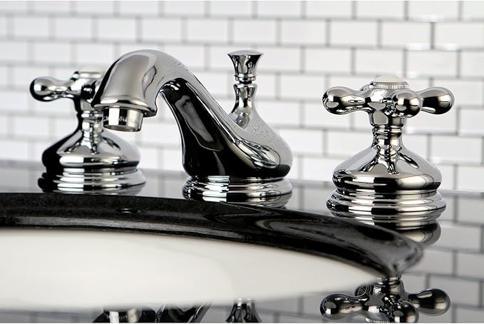 Kingston Brass KS1161AX Heritage Widespread Lavatory Faucet with Metal Cross Handle, Polished Chrome,8-Inch Adjustable Center