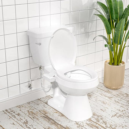 ‌BIGCOW Ultra-Slim Bidet Attachment, Self-Cleaning Dual Nozzle (Front/Rear Wash), One-Finger Command, Ergonomic 3+1 Tactile Controls, Pressure Dial & Tool-Free Install, Instant Hygiene Upgrade