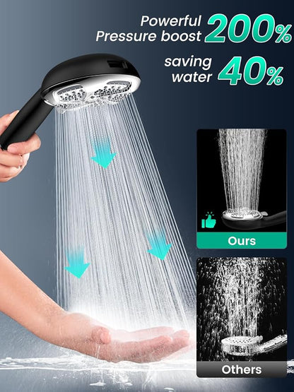 Filtered Shower Head with Handheld, High Pressure ShowerHead with Filters | 7 Mode, Remove Chlorine，Detachable ShowerHead for Hard Water, Built-in Power Wash to Clean Tub