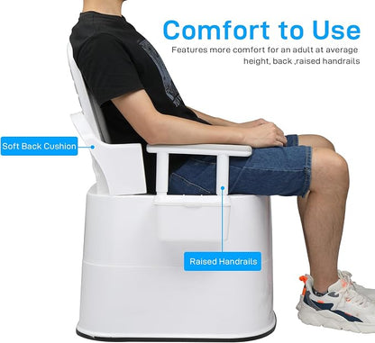 VINGLI Large Portable Toilet for Elder, Commode with 5 Gallon Bucket Inner, Lightweight Camping RV Toilet for Adult, Kids, Boat, Van, Travel (Upgrade)
