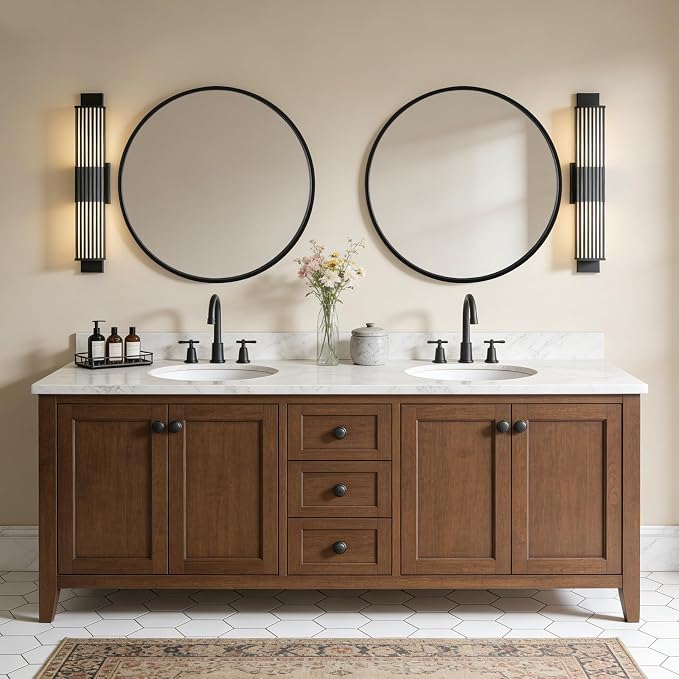Black Round Mirror Wood Framed 28 inch Circle Wall Mirror for Bathroom Round Wall Mirror for Wall Decor, Vanity, Entryway Living Room
