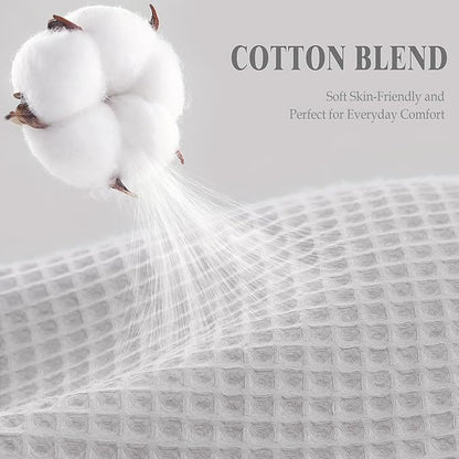 Waffle Weave Shower Curtain - Light Grey Cotton Fabric Texture Heavyweight Shower Curtain for Bathroom,Washable,72Wx75L