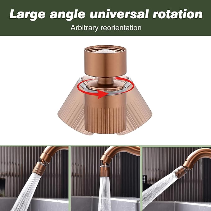 Rose Gold Bathroom Faucet, with Splash Sprayer Extender Aerator, Single Hole with Deck, for Vanity Farmhouse and RV