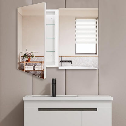 Mirror Cabinet, Simple&Beautiful, Large Storage Space, Matte White for Bathroom Vanity (CS5001-3226)