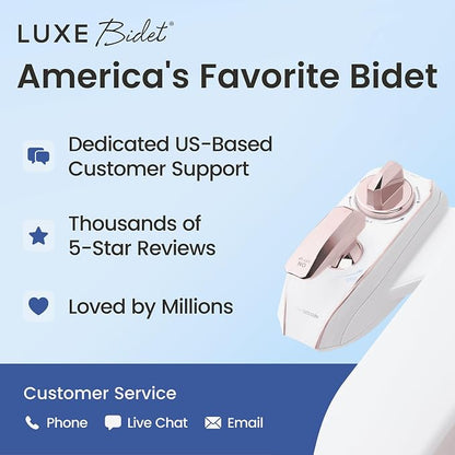 LUXE Bidet NEO 320 PLUS - Warm Water Bidet Attachment for Toilet, Rose Gold | Non-Electric, Warm Water, Dual Nozzle, Slide-In Install, 360° Self-Clean, EZ-Lift to Clean, Feminine & Rear Wash