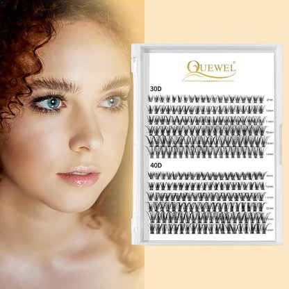 QUEWEL Cluster Lashes 240Pcs Individual Lashes 30D+40D C Curl Mix8-14mm | Lash Extensions Clusters Lashes Soft&Natural False Eyelashes Individual DIY Eyelash Extension at Home(30D+40D C MIX8-14)