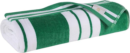 Superior Cotton Cabana Striped Beach Towels, Colorful Towels for Adult, Kid, Pool, Swimming, Sand, Travel, Large Oversized, Absorbent, Fast Drying, Bath Basics, Cabana Collection, 1 Piece, Dark Green