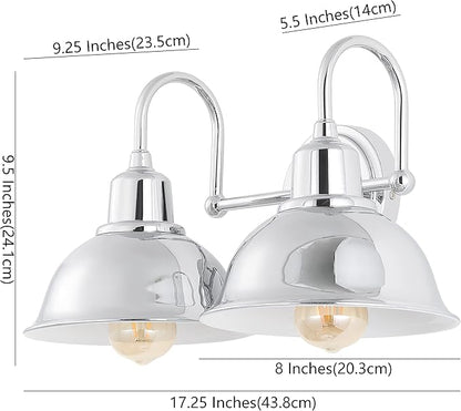 JONATHAN Y 18" Chrome Farmhouse Industrial 1-Light LED Vanity Wall Sconce for Bathroom Mirror Kitchen, Metal Shade, Dimmable Vintage Lighting, LED Bulb Included (JYL7482A)