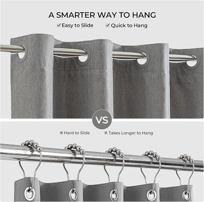 River Dream Linen Textured No Hooks Shower Curtain with Liner,Grey,71x74 | with Snap-in Liner,Heavy Duty Fabric,Quick Dry,Bottom Magnets,Water-Repellent,Washable,Farmhouse Bathroom Set