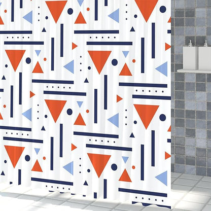 Abstract Geometric Shower Curtain Colorful Geometric Abstract Boho Orange Triangle, Modern Minimalist Boho Art Bathroom Decor Waterproof Fabric Bath Curtain 72x78 inch