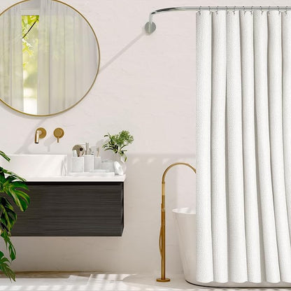 Clara Clark White Bathroom Set - Bathroom Sets with Shower Curtain and Rugs, 26PC Bathroom Accessory Set, Shower Curtain Set with Adhesive Corner Shower Caddy Hanging & Soap Dispenser