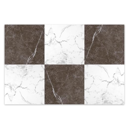 Art3d 30-Pack Peel and Stick Vinyl Floor Tiles, Red & White Marble | 15 Tiles per Color, 12" x 12" Single Tile, Wipeable, Waterproof, Ideal for Kitchen, Bathroom, Living Room, Bedroom
