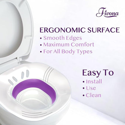 Sitz Bath for Hemorrhoids Relief, Foldable Basin for Toilet Seat, Ideal for Essential Postpartum Care, Perineal Soaking & Hygiene, Includes Hand Flusher with Sprayer, V Steaming Tub by Fivona