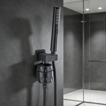 Handheld Shower Head，High Pressure Shower Head,Water Saving Detachable Shower Wand with Solid Brass Body and 5 ft Flexible Hose, Easy to Clean and Durable (Cylinder Head with Filter)