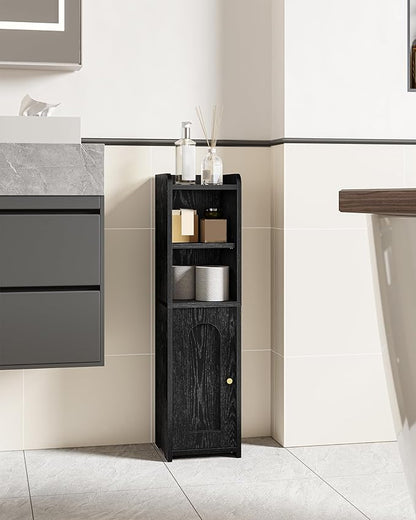 Bathroom Storage Cabinet, Corner Floor Cabinet with Doors and Adjustable Shelf, Narrow Toilet Paper Cabinets, Bathroom Organizer for Small Spaces, Black, BC19704X