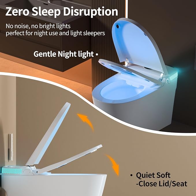 Smart Toilet with Bidet Heated Seat Dual Auto Flush Manual Seat & Lid | Child Mode Warm Water Wash Air Dry Tankless Electric One Piece Toilet for Bathroom with Siphon Dual Flush 0.8/1.2 GPF