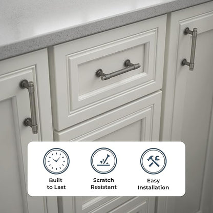 Franklin Brass Francisco (10-Pack) Cabinet Handles 3" Hole Center Vintage Pulls | Heirloom Silver Hardware Kitchen Door, Drawers, Dressers, Furniture P29520K-904-B
