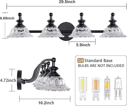 Black Bathroom 29.7" Vanity Light Farmhouse Vanity Lights Vanity Lighting Fixtures