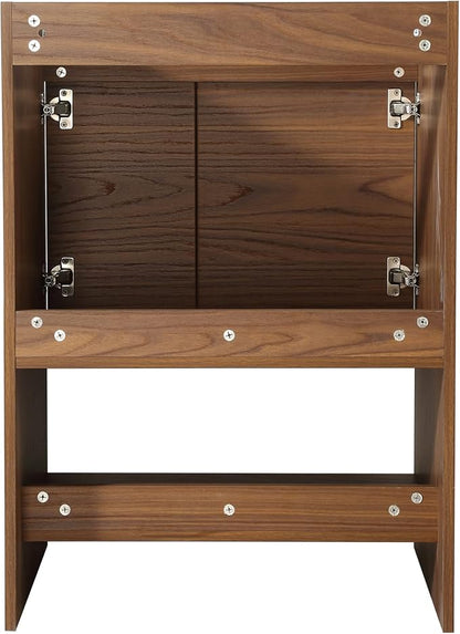 Phoenix 24 Inch Bathroom Vanity with Sink – Modern Design, Soft-Close Doors, Storage Drawers, Durable Build – Walnut Vanity for Small Bathrooms (Full Assembly Required)