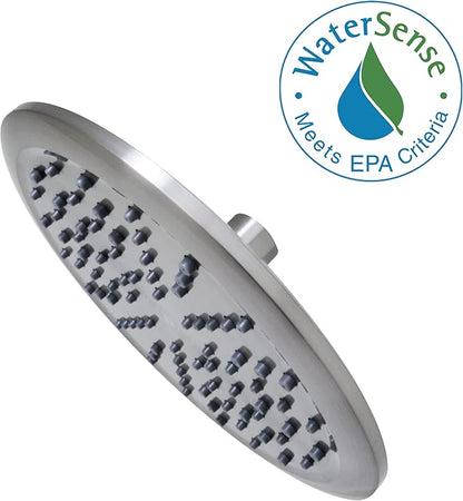 Niagara Conservation N9520BN Rainfall Spa 1-Spray with 2 GPM 8-in. Wall Mount Adjustable Fixed Shower Head in Brushed Nickel, 1-Pack | Bathroom Shower Head Sprayer with Pressure Compensation
