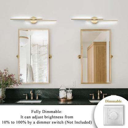 EDISLIVE Dimmable Modern LED Vanity Light Fixtures Bathroom Vanity Wall Lighting, 31.5 in Mirror Vanity Lighting Fixtures for Bathroom Bedroom Makeup Living Room, Gold