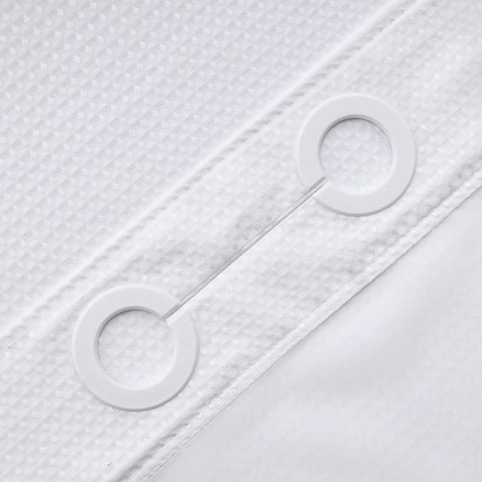 RiverDream Heavyweight Waffle No Hook Shower Curtain with Liner,White,54x80 | Dotted Waffle,Snap-in Liner,Heavy Duty,Quick Dry,Mesh Top Window,With Bottom Magnets,Hotel-Grade,Washable,Stall Long Size
