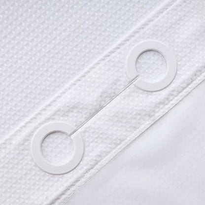 RiverDream Heavyweight Waffle No Hook Shower Curtain with Liner,White,54x80 | Dotted Waffle,Snap-in Liner,Heavy Duty,Quick Dry,Mesh Top Window,With Bottom Magnets,Hotel-Grade,Washable,Stall Long Size