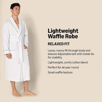 Amazon Essentials Men's Lightweight Cotton Waffle Bathrobe (Available in Big & Tall)