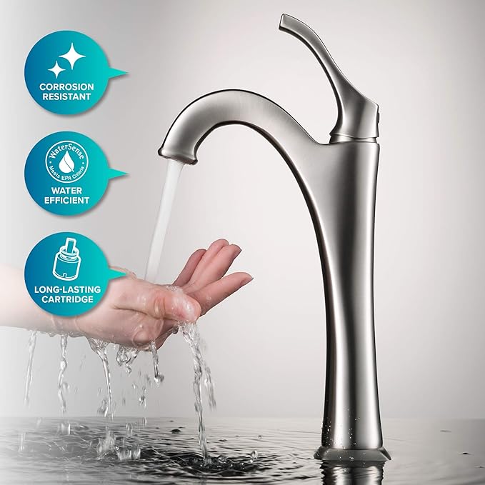 KRAUS Elavo 19-inch Modern Rectangular White Porcelain Ceramic Bathroom Vessel Sink and Spot Free Arlo Faucet Combo Set with Pop-Up Drain, Stainless Brushed Nickel C-KCV-121-1200SFS
