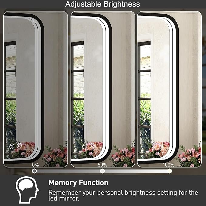 36x24 Inch Black Frame LED Lighted Bathroom Mirror,ETL Listed | 3 Color Anti-Fog,3000K/4500K/6000K Dimmable,Horizontal & Vertical,Wall Mounted,Memory Function,Ideal for Bathroom,Vanity