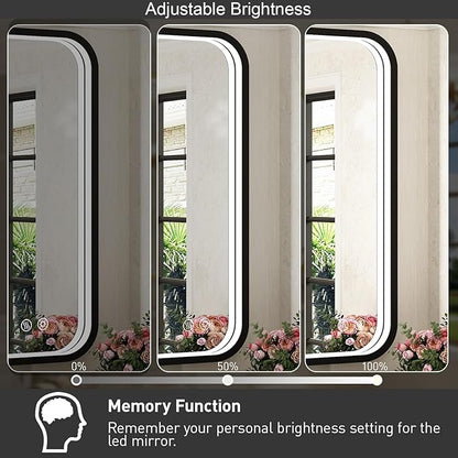 36x24 Inch Black Frame LED Lighted Bathroom Mirror,ETL Listed | 3 Color Anti-Fog,3000K/4500K/6000K Dimmable,Horizontal & Vertical,Wall Mounted,Memory Function,Ideal for Bathroom,Vanity