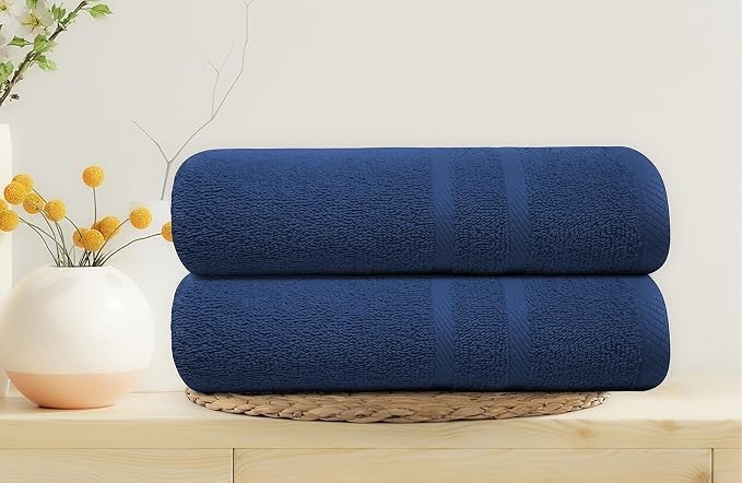 Looperry 6 Pack Small Bath Towel Set - 100% Cotton 23x46 Shower Towels 450 GSM. Lightweight & Absorbent, Soft & Quick Dry. Use for Pet Drying, Gym, Spa, Salon & More. Terry Ringspun Towels (Navy)