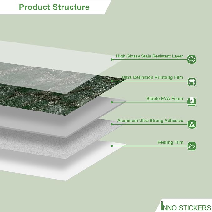 Marble Peel and Stick Waterproof Wall Paneling, 118" x 47" Amazonita Green Glossy Finish Self-Adhesive Backsplash Tile Vinyl Wall Panel for Kitchen Bathroom Wall Decor, Covers 38.75 Sq. Ft.