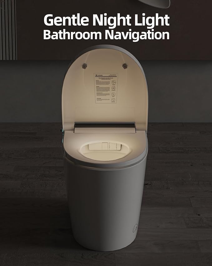 Smart Toilet Lite without Bidet, One Piece Elongated Modern Toilet with Heated Seat, Pump-Assisted Auto Flush, Foot Sensor Operation, Night Light, Built-in Water Tank, Blackout Flush