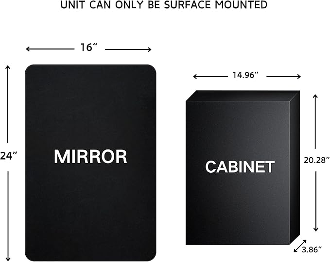 TEHOME Surface Mount 16x24 Brushed Nickel Bathroom Medicine Cabinet with Mirror Metal Framed Rounded Rectangle Medicine Cabinet with Beveled Mirror