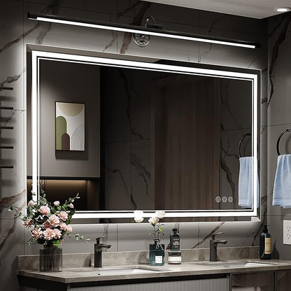 48x32 Inch Led Mirror for Bathroom with Front Light and Backlit, Bathroom Mirror with Led Lights, Vanity Mirror with Lights for Wall, Anti-Fog, Dimmable, Memory Function, Tempered Glass