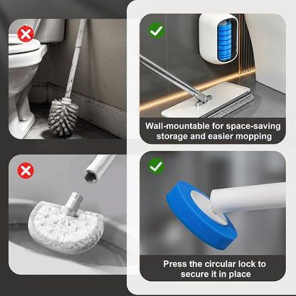 Disposable Toilet Brush Refills, 42 Toilet Wand Replacement Heads with Water-Activated Cleaning Formula, Multi-Layer Disposable Refill Pads for Toilet Bowl Cleaning, Blue