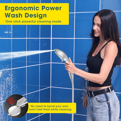 Filtered Shower Head with Handheld, High Pressure 8 Sprays, Chrome | 80" Long Stainless Hose, Built-in Power Wash, Water Softener Filter Beads for Hard Water - Remove Chlorine, Reduce Dry Skin