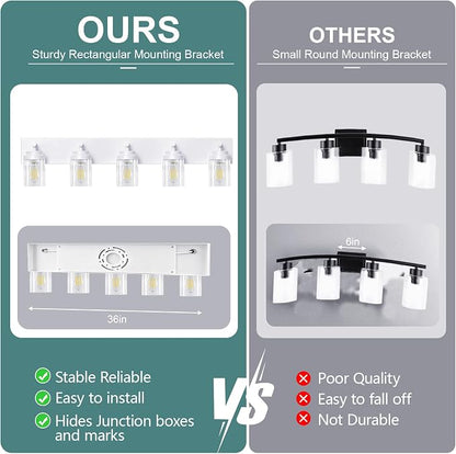 IZORRO Bathroom Vanity Light Fixture, 5-Light 36 Inch White Bathroom Light Fixtures Over Mirror, with Clear Glass Shade, Modern Farmhouse Vanity Lights, Rustic Restroom Lighting Fixtures