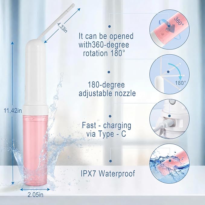 Electric Portable Bidet Sprayer with 3 Pressure Modes | USB-C Fast Charge for Travel & Postpartum Care