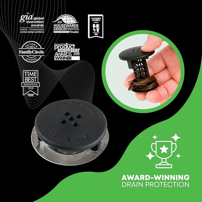 SinkShroom Hair Catcher, Matte Black Bathroom Sink Drain Protector, Hair Snare - Comes with 4 DrainShroom Toss Disposable Drain Snakes