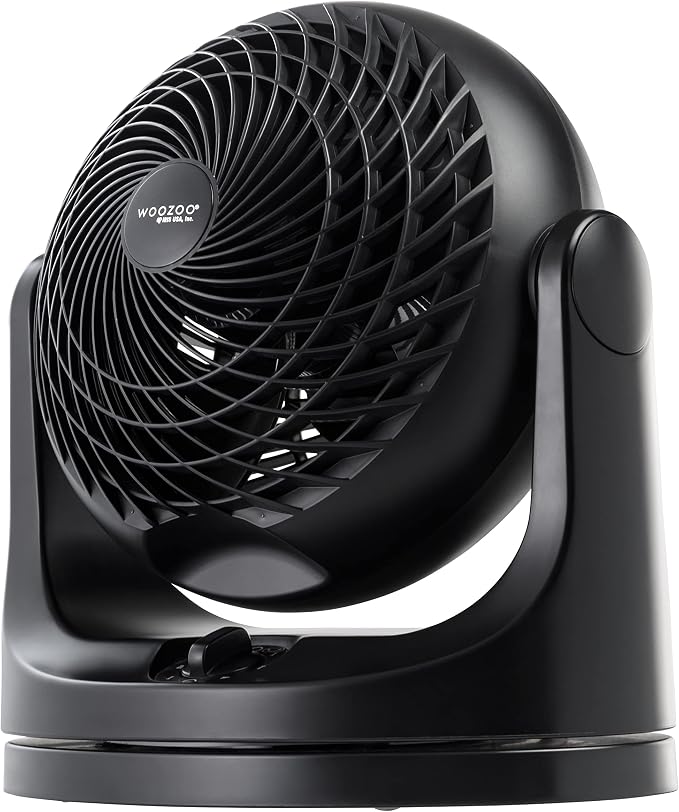 IRIS USA WOOZOO Medium Desk Fan, Oscillating, 112° Tilt, Dorm Office, Black | 36ft Max Air Distance, 244ft² Coverage, 112° Adjustable Vertical Tilt, 29db