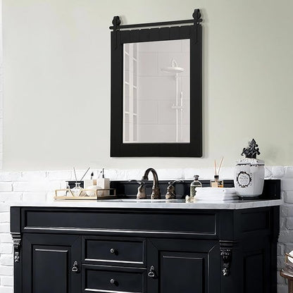 Besdomus Black Bathroom Farmhouse Mirror: 24"x36" Large Barn Door Solid Cedar Wood Frame Vanity Mirror - Wall Mounted Mirror for Entryway/Bathroom/Living Room - Rustic Home Decor for Housewife