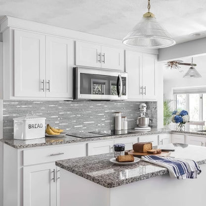 STICKGOO 20 Sheets Peel and Stick Backsplash Tile, Stick on Backsplash for Kitchen and Bathroom, Grey Marble Look PVC Mixed Metal Silver Self Adhesive Wall Tiles