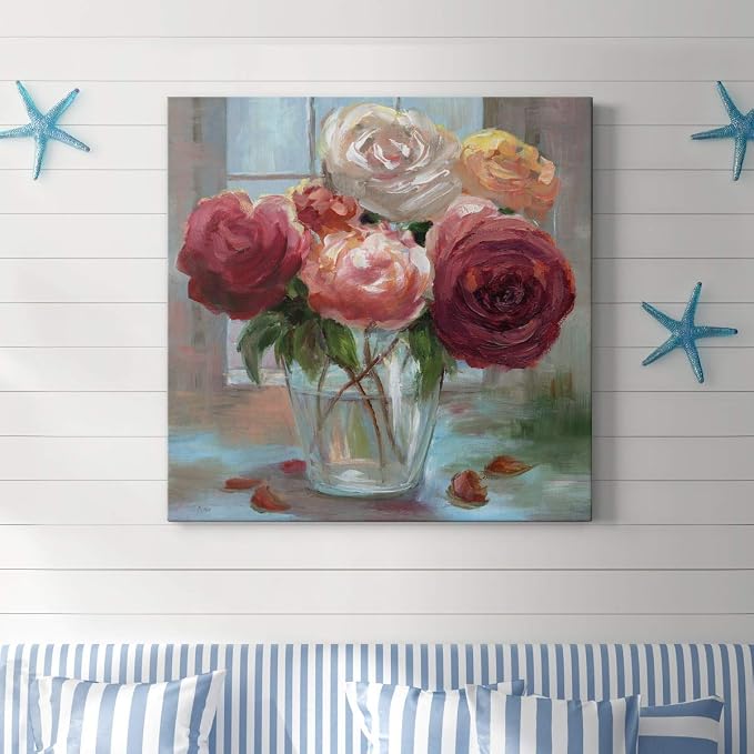 Renditions Gallery Rose Society Wall Art, Premium Gallery Wrapped Canvas Decor, Ready to Hang, 32 in H x 32 in W, Made in America Print