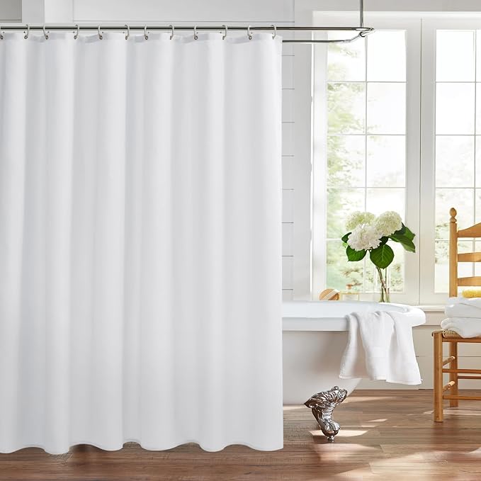 Nasitos Fabric Shower Curtain Liners 2 Pack - W70 x H72 - Washable & Water Resistant Lighweight Cloth Shower Liner for Bathroom, Soft Hotel Quality, Standard Size (White, 4 Magnets Included)