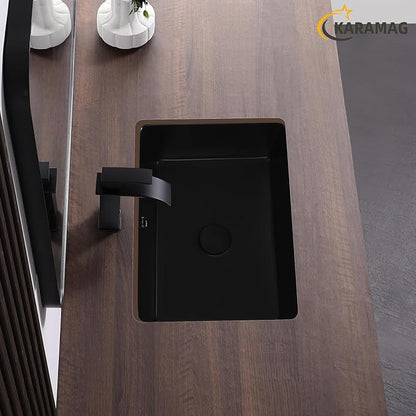 18 Inch Undermount Bathroom Sink Black Rectangle Sink with Overflow | 18-1/2"x14" Matte Black Under Counter Design,Ceramic,Easy to Clean,Modern Style,Ideal for bathroom,vanity, lavatory,restroom