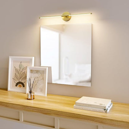 28In Gold Wall Sconce Set of Two,Modern Hardwired Bathroom Wall Sconces Vantiy Light 3000K LED 360° Rotatable for Bedroom Bathroom Living Room (2 Pack)