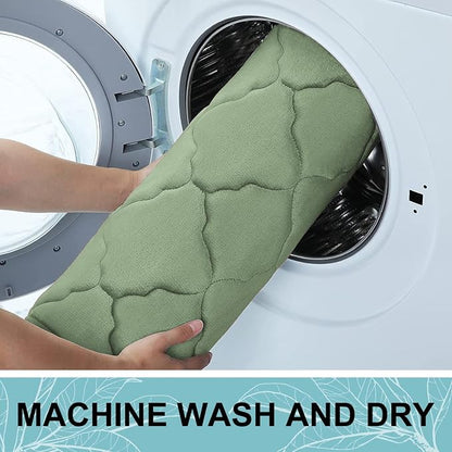 OLANLY Memory Foam Bath Mat Rug 47x17, Ultra Soft and Absorbent Bathroom Rugs, Non-Slip, Comfortable, Machine Washable Bath Carpet for Bathroom Floor, Tub Shower and Home Decor Accessories, Sage Green